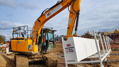 ECL Civil Engineering Excavator moving a SiteStak Workstation